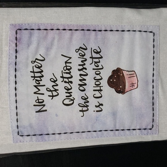 Brownlow Gifts "the answer is chocolate" Pink Ruffled Trim 100% Cott… - Picture 1 of 8